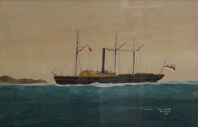 S.P.Alton, gouache, ‘Mail Service, Heligoland’, signed and dated 1847, 24 x 35cm. Condition - good